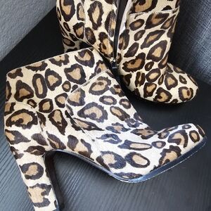 Sam Edelman Women's Pony Hair Animal Print Ankle Booties Size 9.5